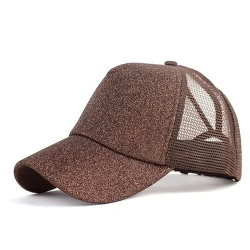2019 New Glitter Caps Sequins Shining High Quality Fashion Womens Messy Bun Adjustable Baseball Snapback