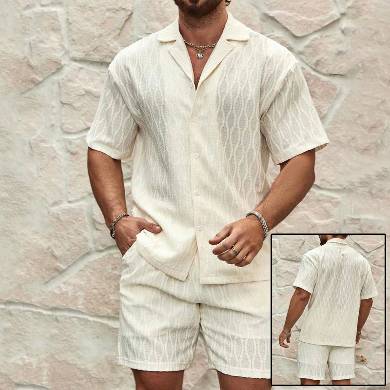 Men Summer Fashion Loose Casual Beach Vacation Two-Piece Suit