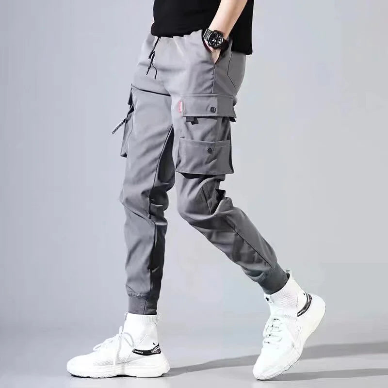 Loose Fit Multi Pocket Joggers for Spring Summer, Men'S Street Style Waist Drawstring Casual Pants Cargo Pants for Fitness Outdo