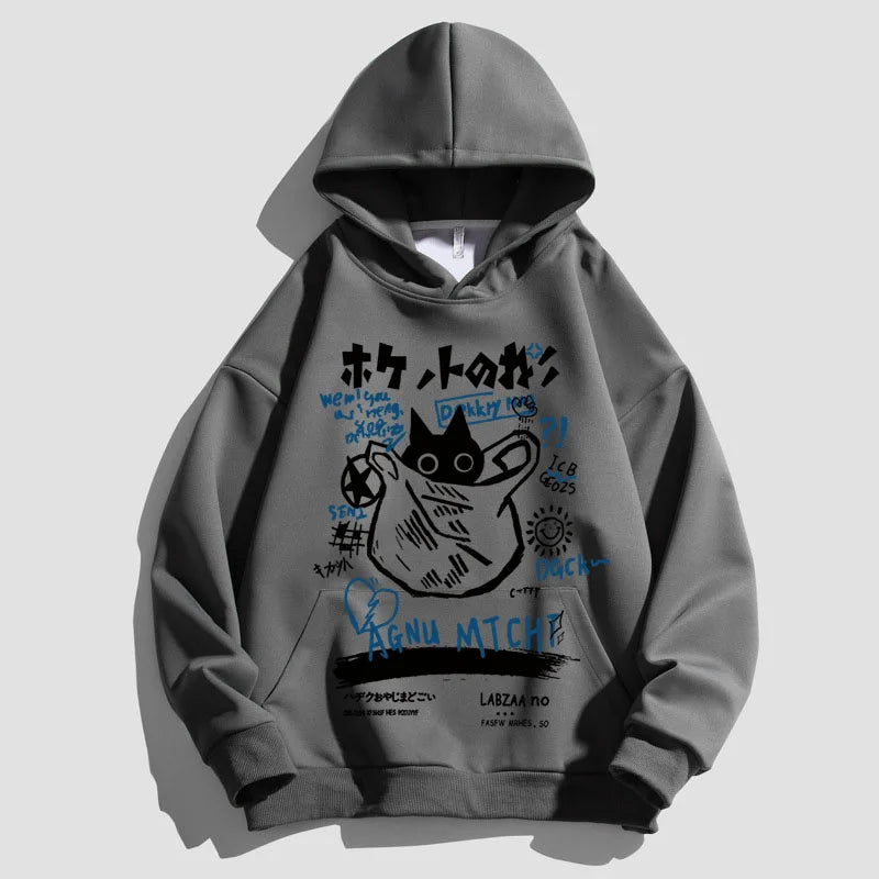 Japanese-Style Hoodie Streetwear Hip Hop Sweatshirts Harajuku Autumn Harajuku Fashion Casual Long Sleeve Gothic Comic Tops