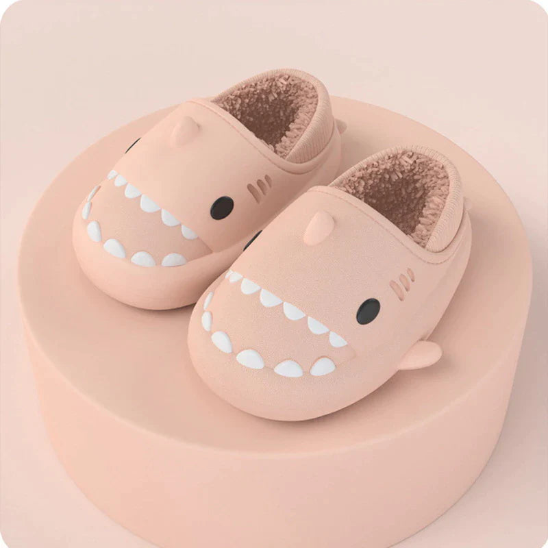 2022 Hot Cartoon Shark Cotton Slippers Adults Kids Warm Winter Cute Shoes Parents Children Waterproof Indoor Outdoor Plush Soft