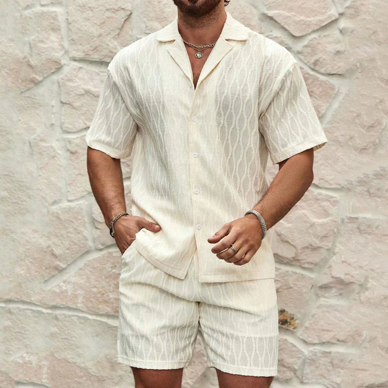 Men Summer Fashion Loose Casual Beach Vacation Two-Piece Suit