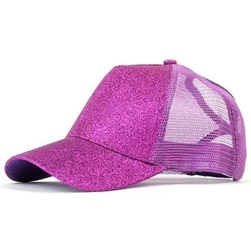 2019 New Glitter Caps Sequins Shining High Quality Fashion Womens Messy Bun Adjustable Baseball Snapback