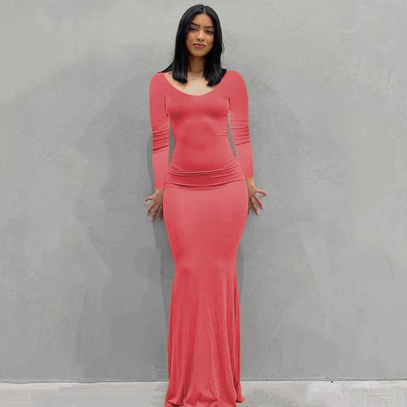 2023 Summer Women Sexy Spaghetti Strap Black Skims Long Dress Y2K Sleeveless Solid Skinny Bodycon Trumpet Maxi Dresses Vestidos