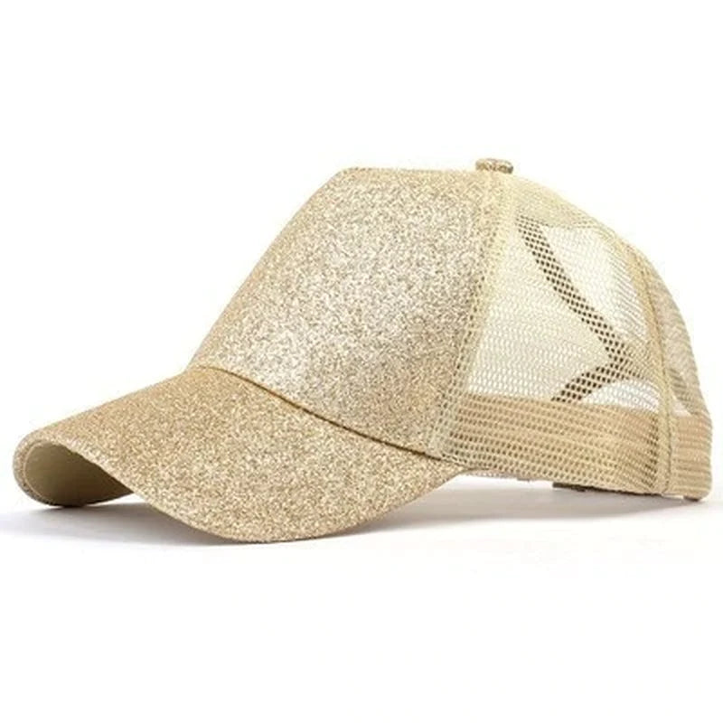 2019 New Glitter Caps Sequins Shining High Quality Fashion Womens Messy Bun Adjustable Baseball Snapback