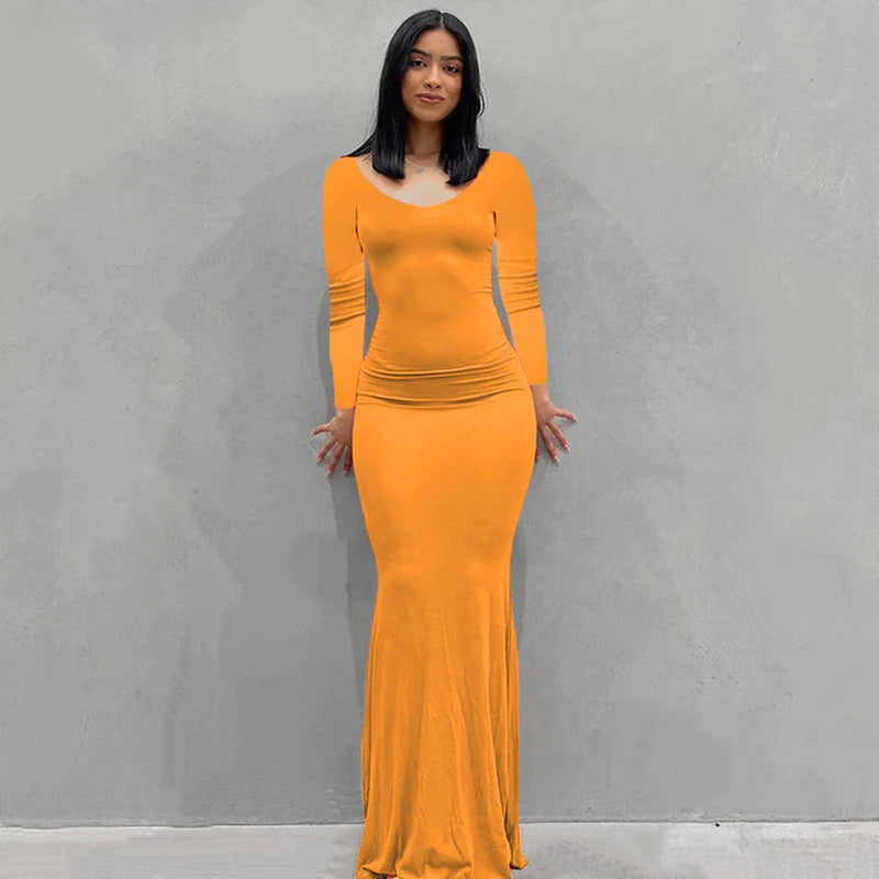 2023 Summer Women Sexy Spaghetti Strap Black Skims Long Dress Y2K Sleeveless Solid Skinny Bodycon Trumpet Maxi Dresses Vestidos