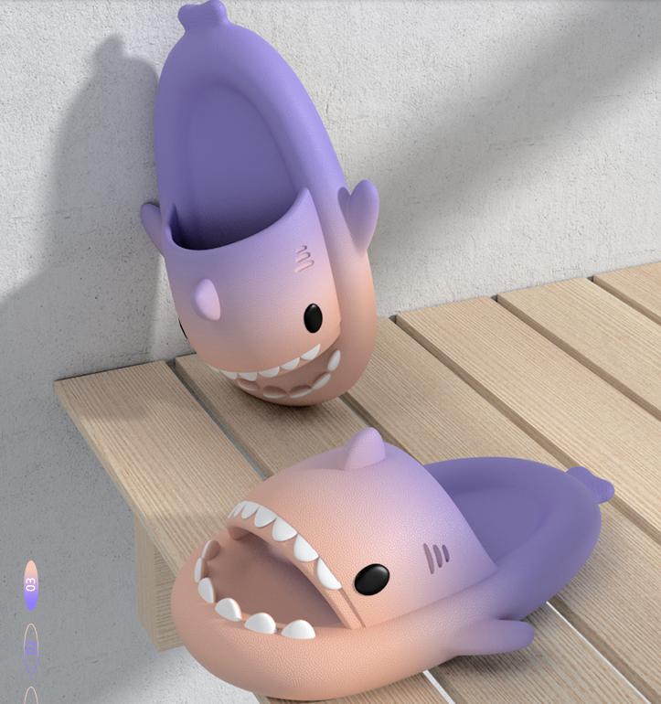 Gradient Shark Slippers Home Bathroom Non-Slip Men Shoes