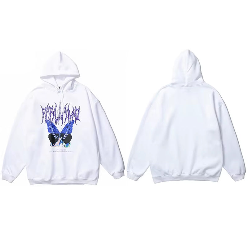 Men Hip Hop Hoodie Sweatshirt Butterfly Streetwear Harajuku Hoodie Pullover Oversized 2025 Autumn Cotton Hoodie Hiphop Loose