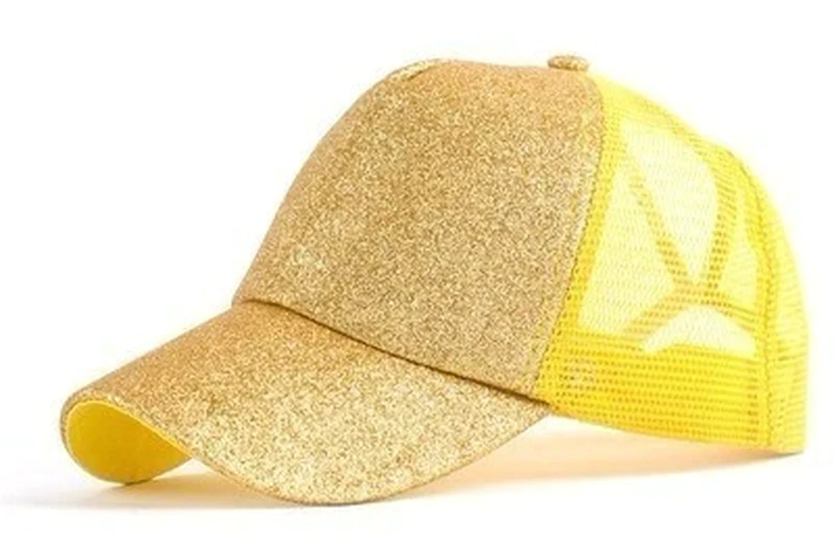 2019 New Glitter Caps Sequins Shining High Quality Fashion Womens Messy Bun Adjustable Baseball Snapback