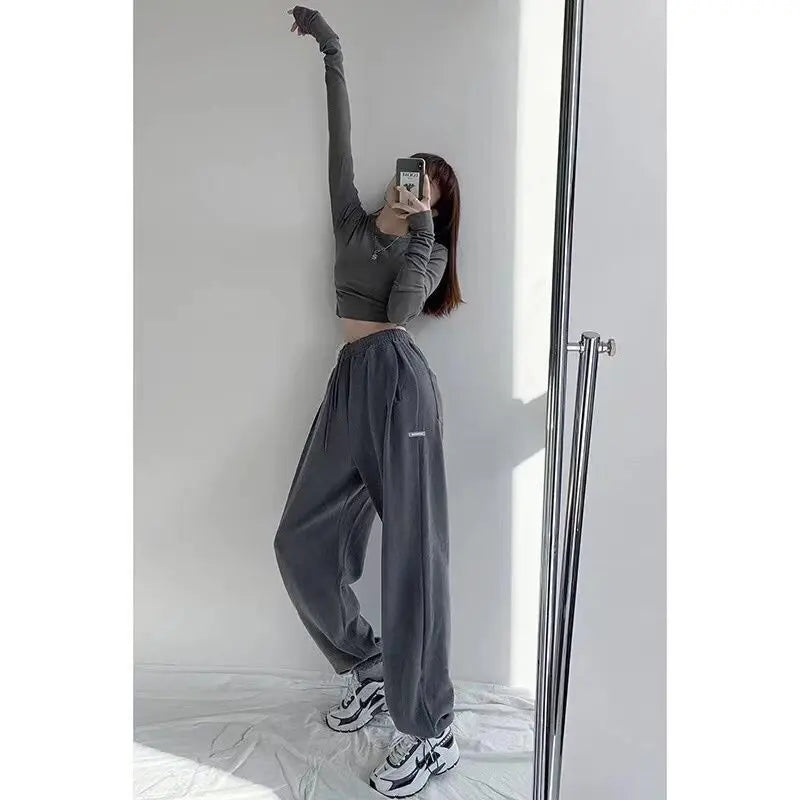 Women Pants Streetwear Fall 2023 Tall Waist Letters Sweatpants Female Leisure Beam Feet Pants for Women Dropshipping WBXQJ27