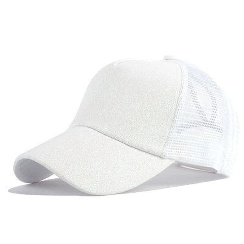2019 New Glitter Caps Sequins Shining High Quality Fashion Womens Messy Bun Adjustable Baseball Snapback