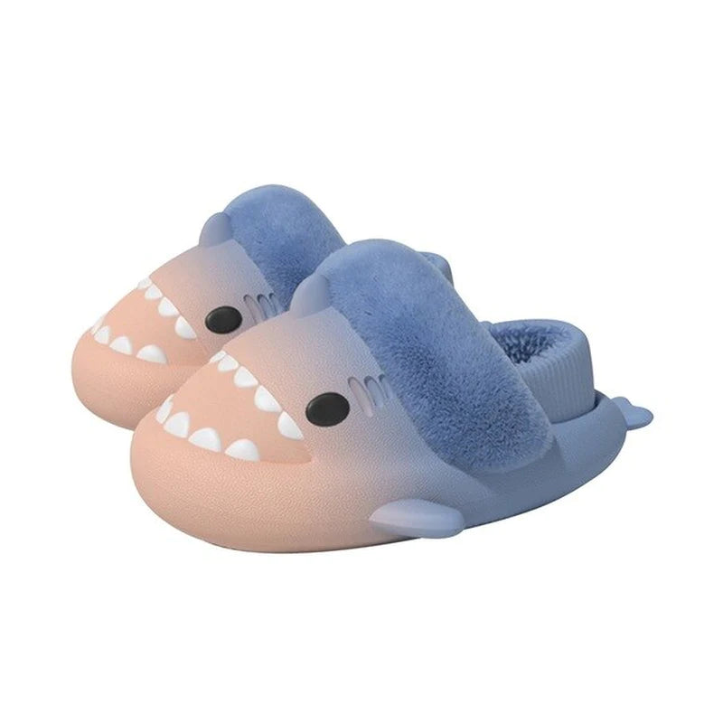 2022 Hot Cartoon Shark Cotton Slippers Adults Kids Warm Winter Cute Shoes Parents Children Waterproof Indoor Outdoor Plush Soft