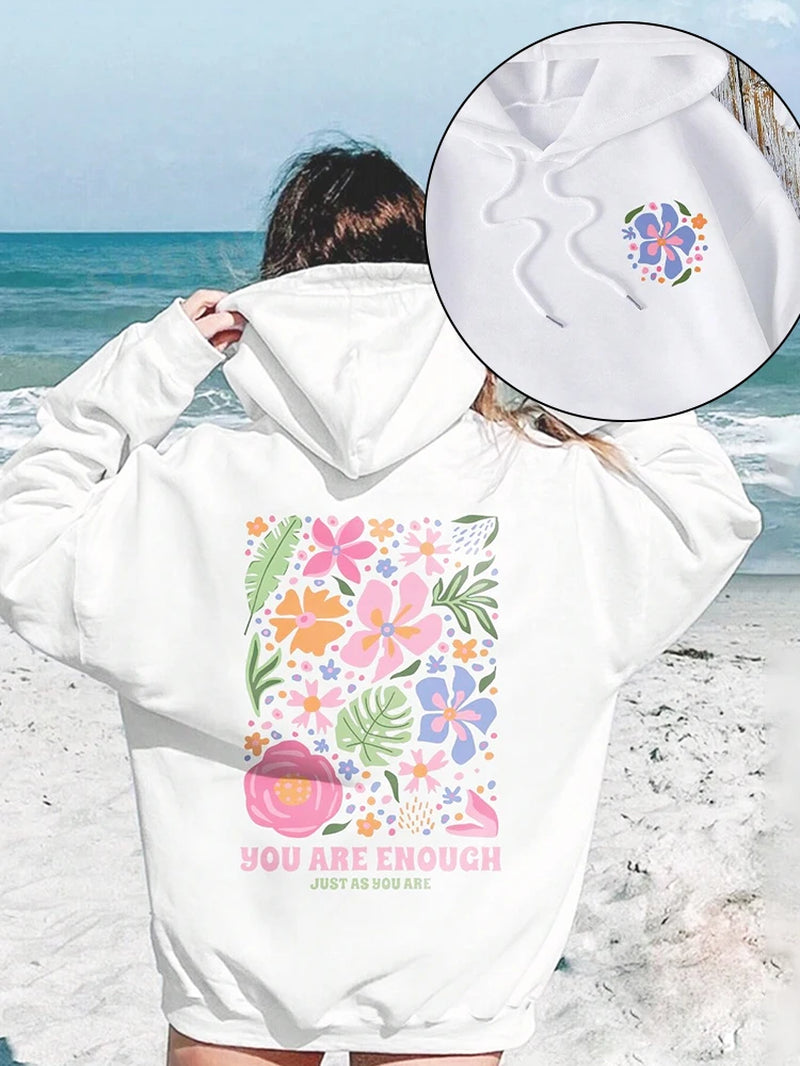 Ocean Coconut Tree Printed Women'S Hoodie Fashion Design Loose Casual Versatile Women'S Clothing Autumn/Winter Fleece Hoodie