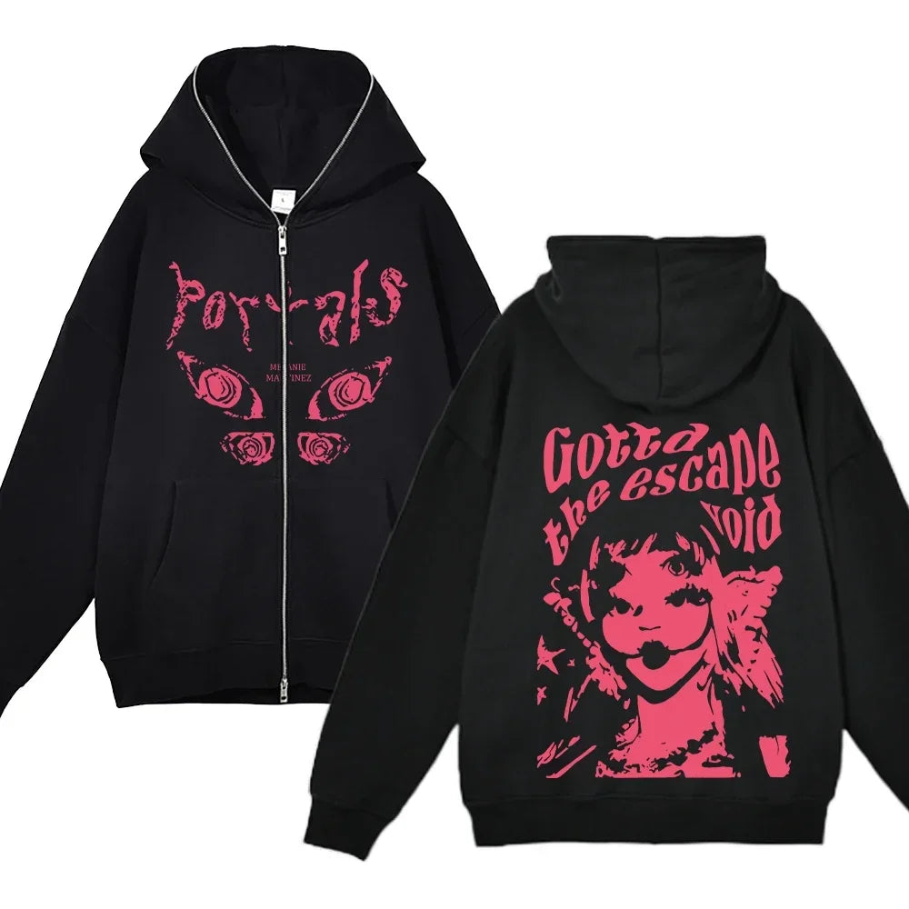 Melanie Martinez Hoodies Rapper Streetwear Jackets Casual Loose Zipper Sweatshirts Long Sleeve Full Zipup Hoodie Y2K Women Hoody