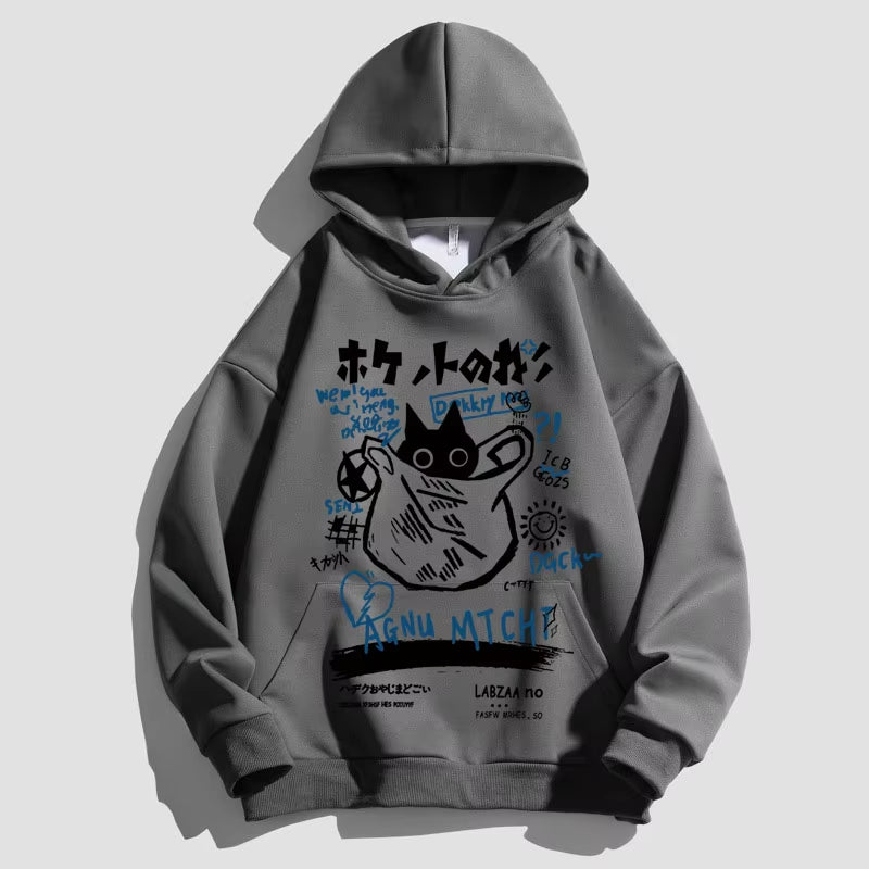 Japanese-Style Hoodie Streetwear Hip Hop Sweatshirts Harajuku Autumn Harajuku Fashion Casual Long Sleeve Gothic Comic Tops
