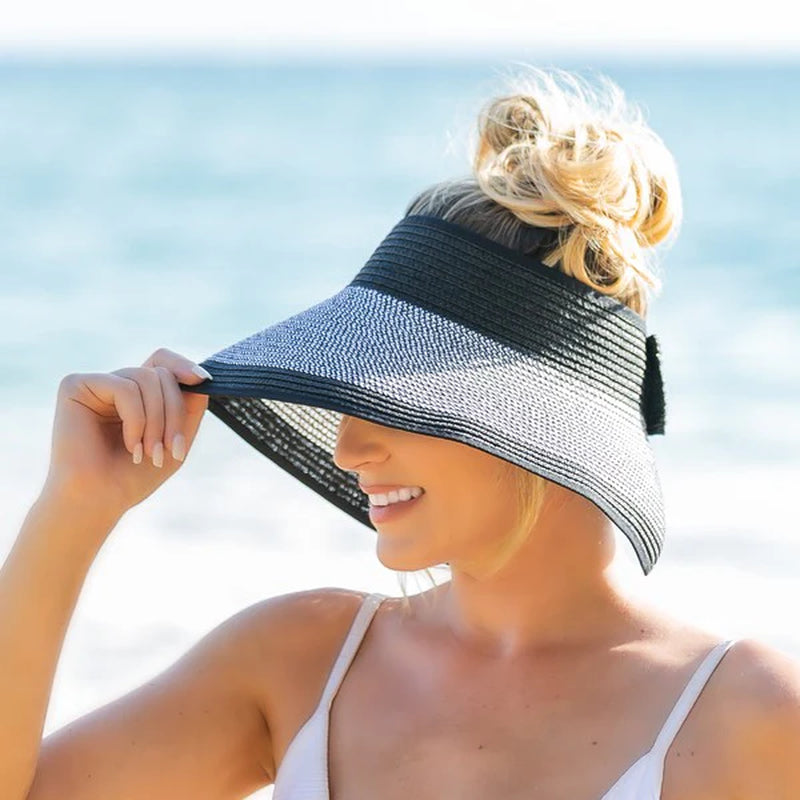 Two Tone Bow Foldable Roll up Summer Beach Visor