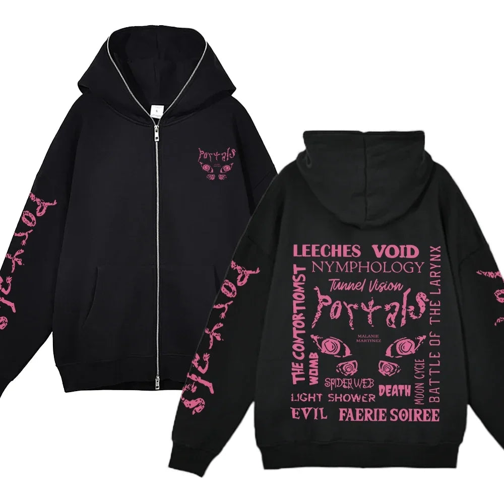 Melanie Martinez Hoodies Rapper Streetwear Jackets Casual Loose Zipper Sweatshirts Long Sleeve Full Zipup Hoodie Y2K Women Hoody