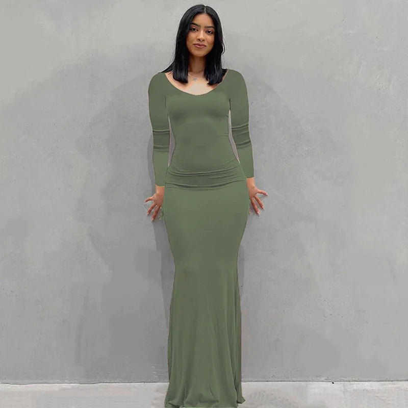 2023 Summer Women Sexy Spaghetti Strap Black Skims Long Dress Y2K Sleeveless Solid Skinny Bodycon Trumpet Maxi Dresses Vestidos
