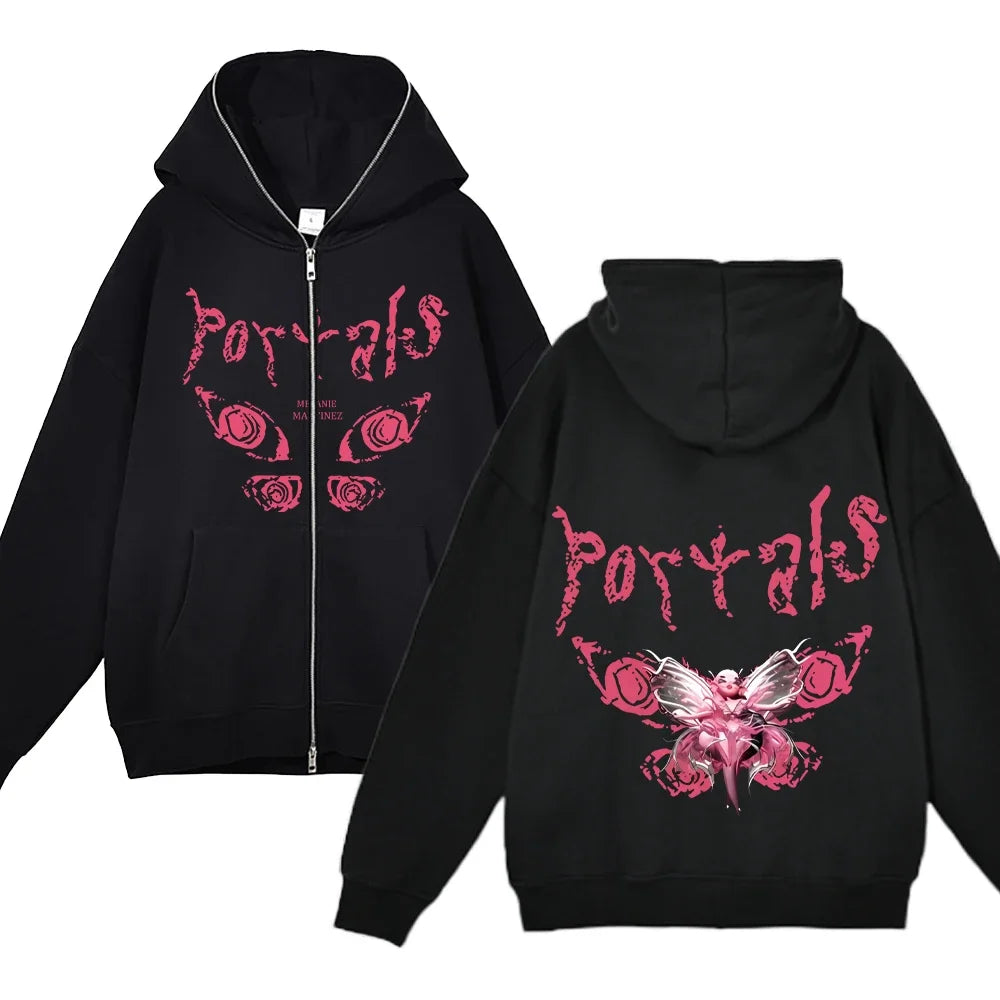 Melanie Martinez Hoodies Rapper Streetwear Jackets Casual Loose Zipper Sweatshirts Long Sleeve Full Zipup Hoodie Y2K Women Hoody