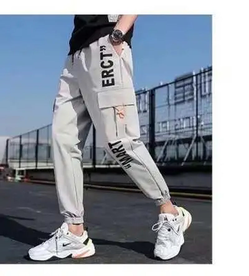 Loose Fit Multi Pocket Joggers for Spring Summer, Men'S Street Style Waist Drawstring Casual Pants Cargo Pants for Fitness Outdo