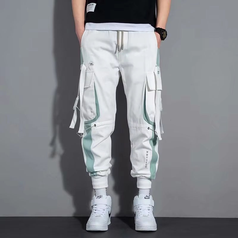 Loose Fit Multi Pocket Joggers for Spring Summer, Men'S Street Style Waist Drawstring Casual Pants Cargo Pants for Fitness Outdo