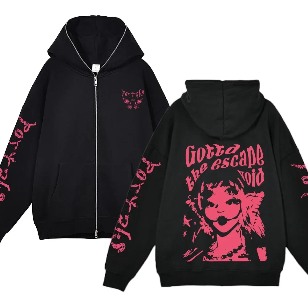 Melanie Martinez Hoodies Rapper Streetwear Jackets Casual Loose Zipper Sweatshirts Long Sleeve Full Zipup Hoodie Y2K Women Hoody