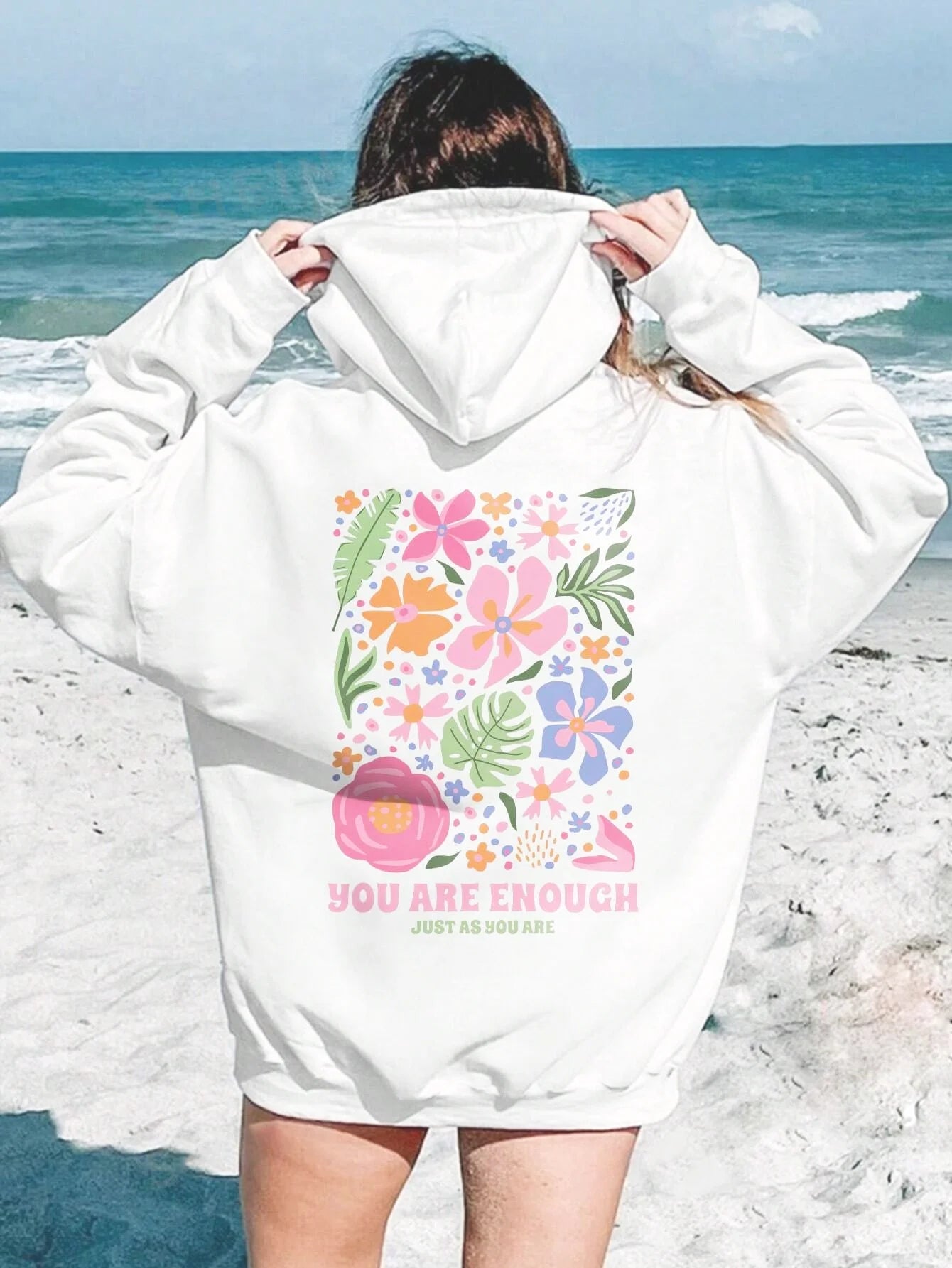 Ocean Coconut Tree Printed Women'S Hoodie Fashion Design Loose Casual Versatile Women'S Clothing Autumn/Winter Fleece Hoodie