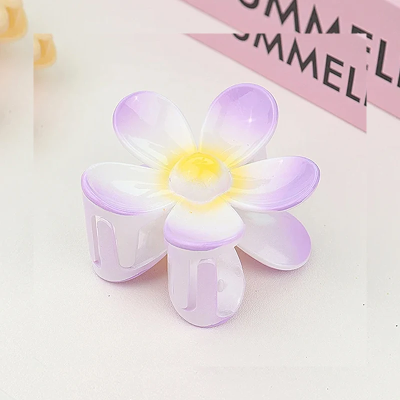 Flower Hair Claw Clip - Solid Color Shark Clip
