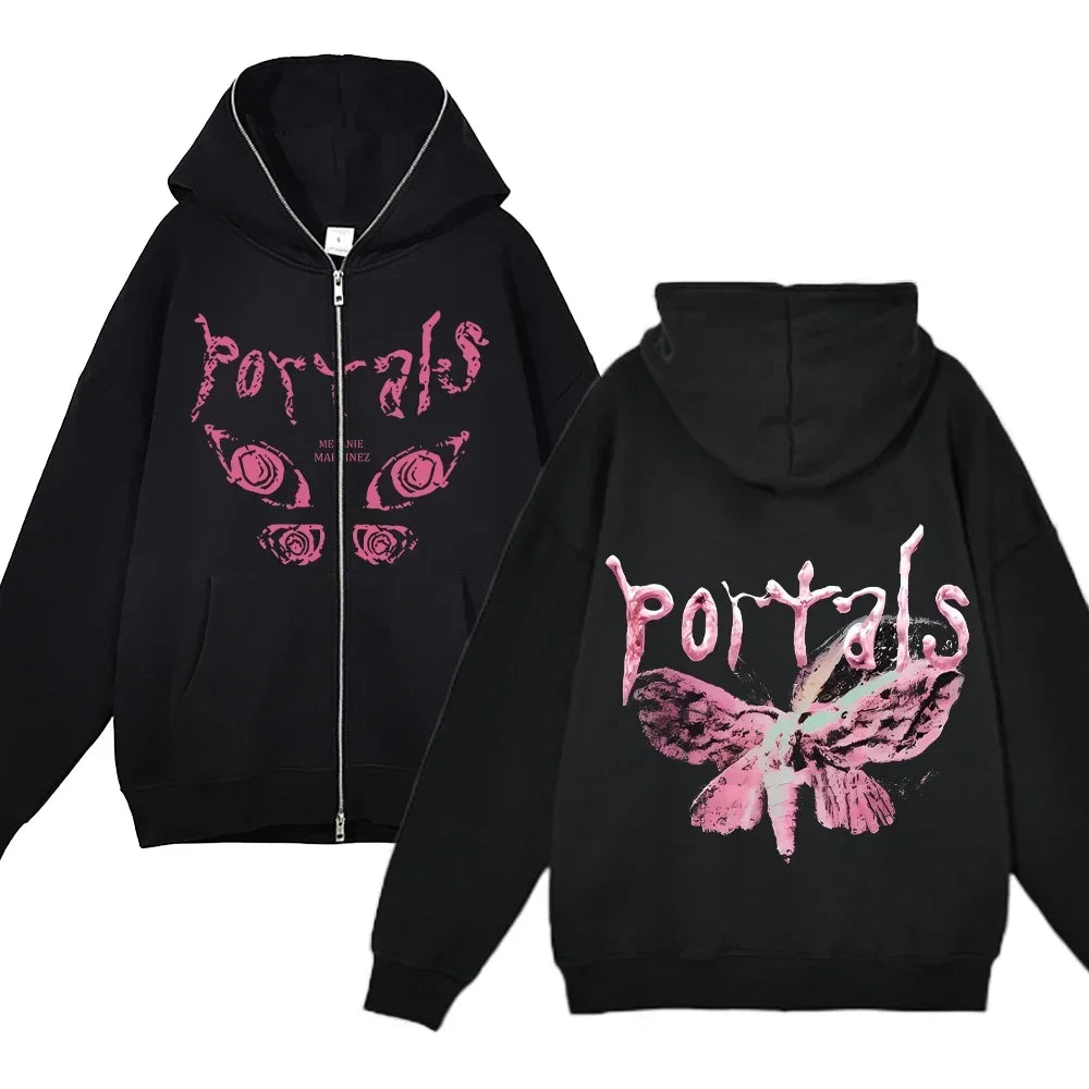 Melanie Martinez Hoodies Rapper Streetwear Jackets Casual Loose Zipper Sweatshirts Long Sleeve Full Zipup Hoodie Y2K Women Hoody