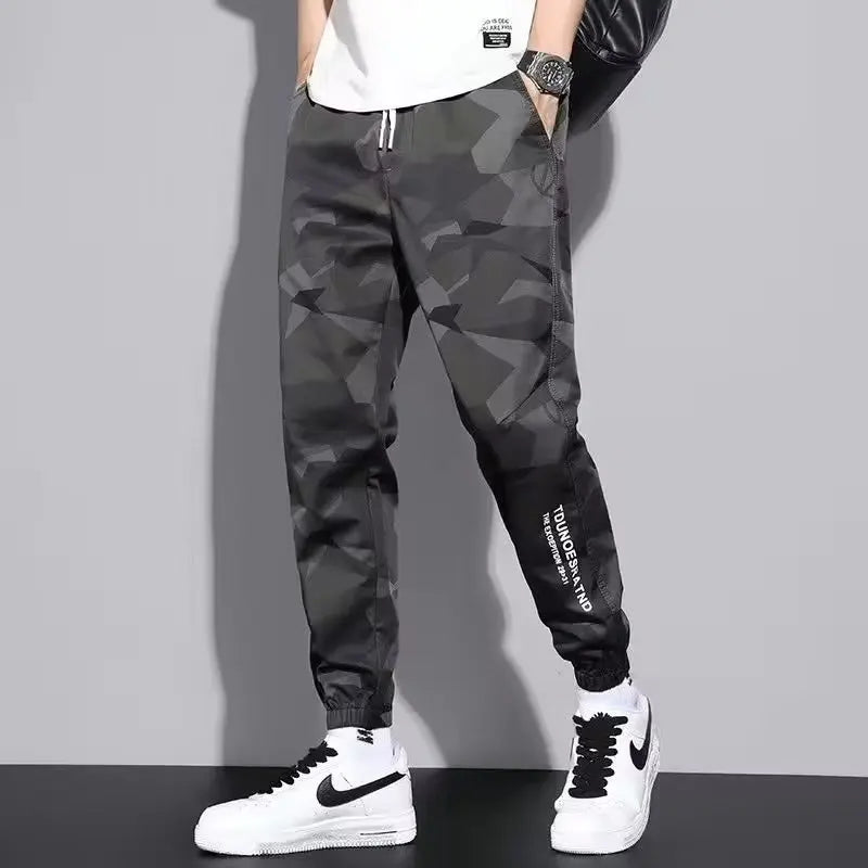Loose Fit Multi Pocket Joggers for Spring Summer, Men'S Street Style Waist Drawstring Casual Pants Cargo Pants for Fitness Outdo