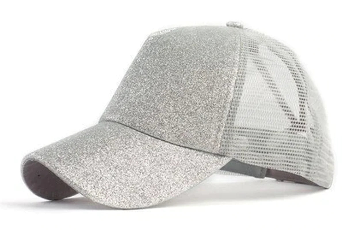 2019 New Glitter Caps Sequins Shining High Quality Fashion Womens Messy Bun Adjustable Baseball Snapback