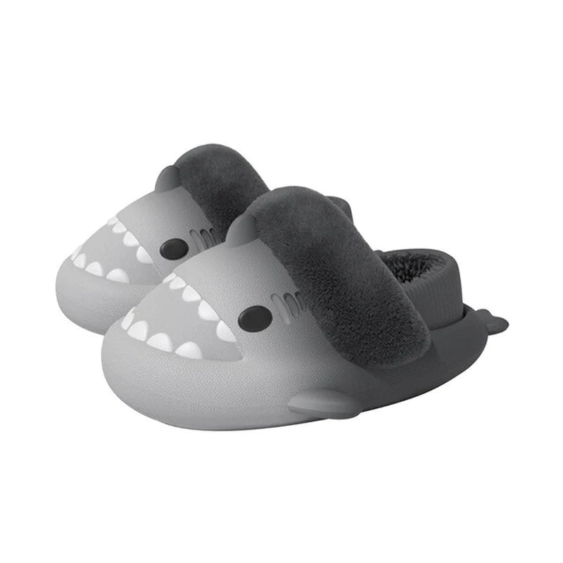 2022 Hot Cartoon Shark Cotton Slippers Adults Kids Warm Winter Cute Shoes Parents Children Waterproof Indoor Outdoor Plush Soft