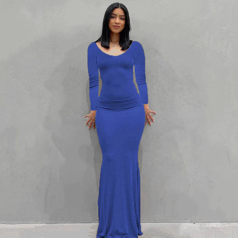 2023 Summer Women Sexy Spaghetti Strap Black Skims Long Dress Y2K Sleeveless Solid Skinny Bodycon Trumpet Maxi Dresses Vestidos