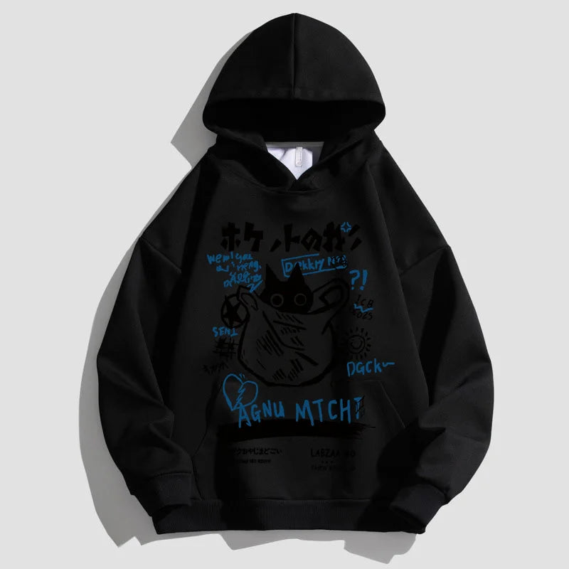 Japanese-Style Hoodie Streetwear Hip Hop Sweatshirts Harajuku Autumn Harajuku Fashion Casual Long Sleeve Gothic Comic Tops