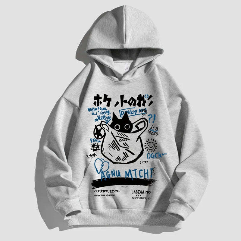 Japanese-Style Hoodie Streetwear Hip Hop Sweatshirts Harajuku Autumn Harajuku Fashion Casual Long Sleeve Gothic Comic Tops