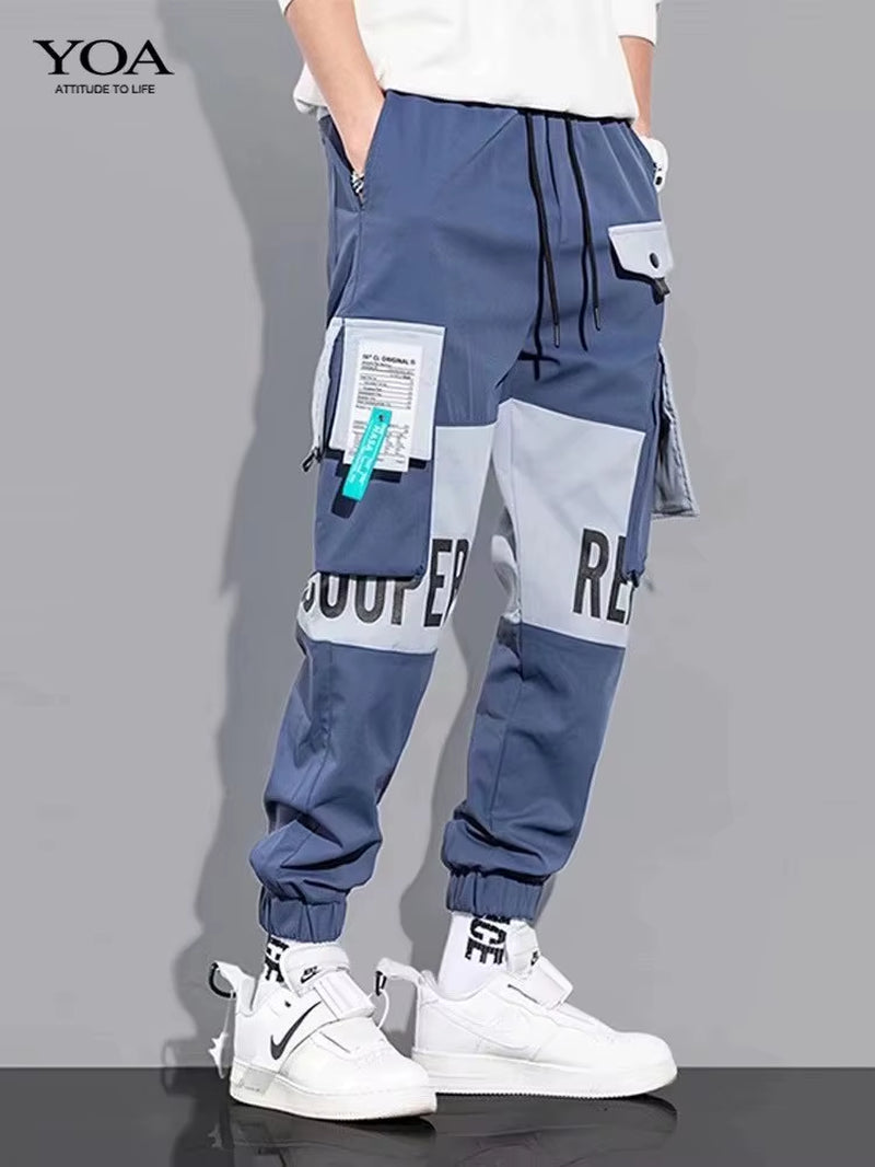 Loose Fit Multi Pocket Joggers for Spring Summer, Men'S Street Style Waist Drawstring Casual Pants Cargo Pants for Fitness Outdo