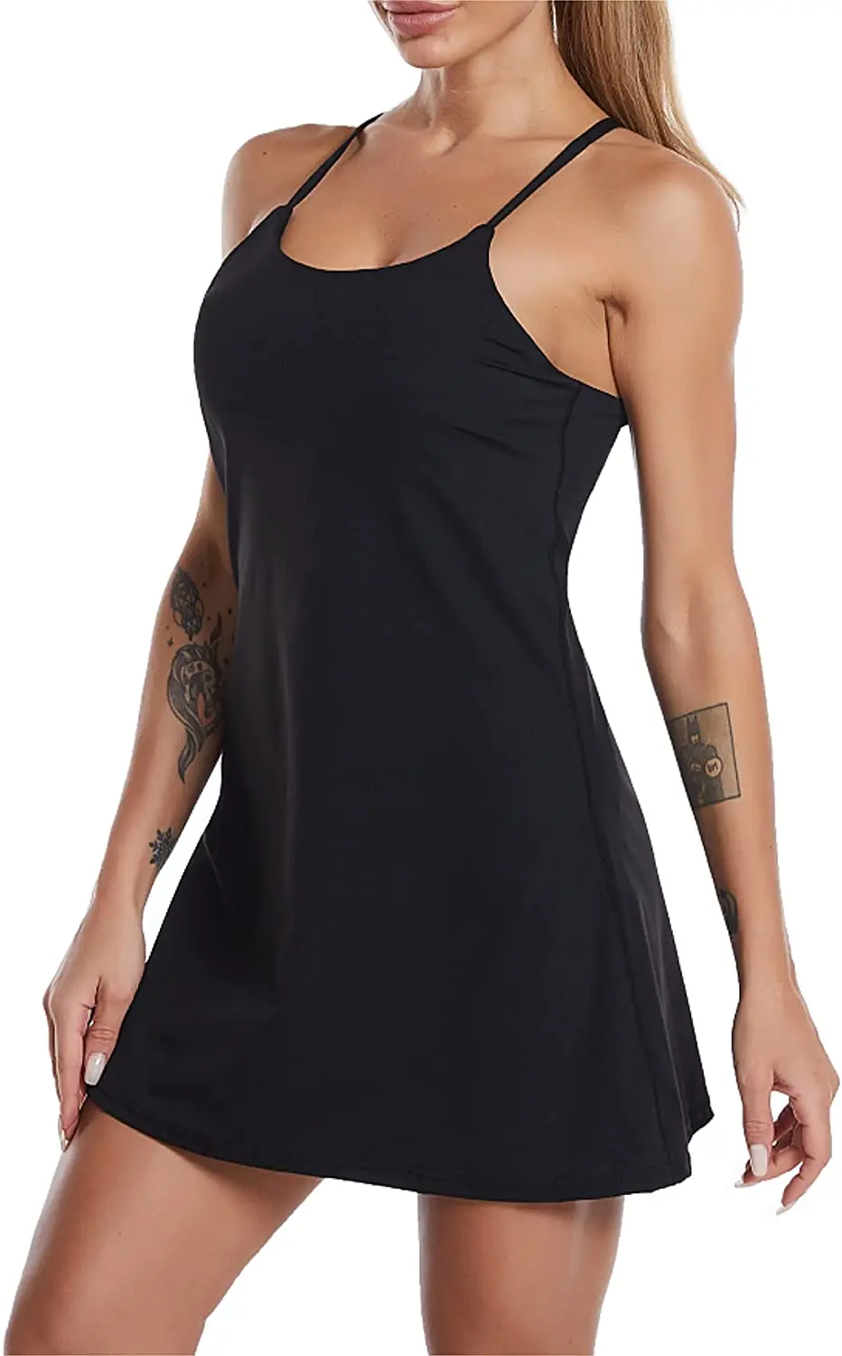 Female Built-In Bra & Women's Shorts Dress with Pockets