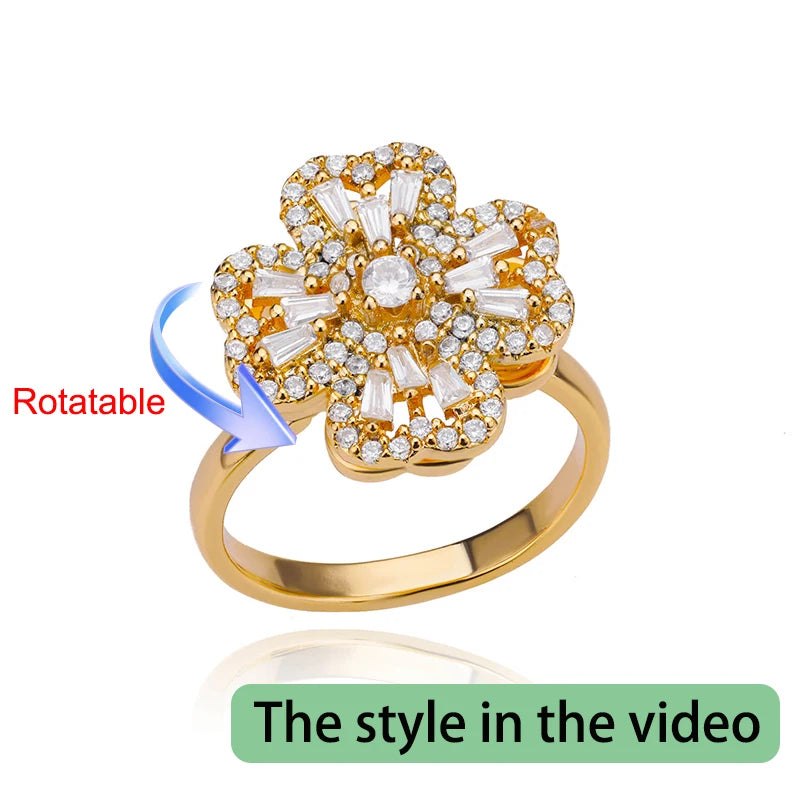 Four Clover stainless steel Rotating Anxiety Rings for Women