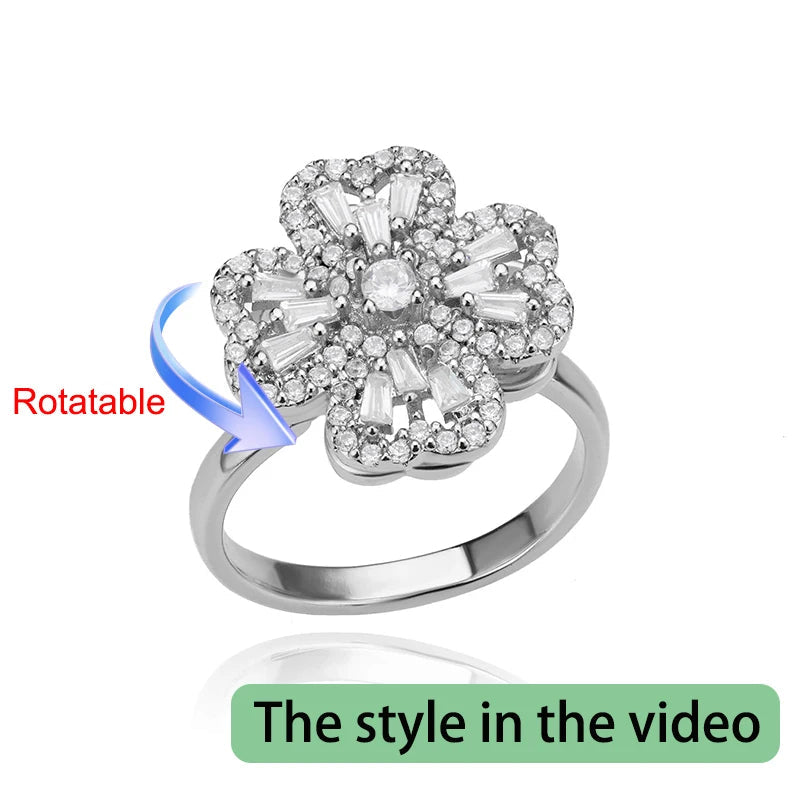 Four Clover stainless steel Rotating Anxiety Rings for Women
