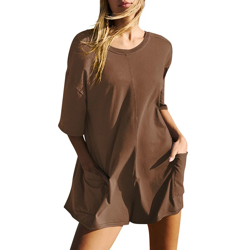 Rompers for Women Casual Short Sleeve Oversized with Deep Pockets