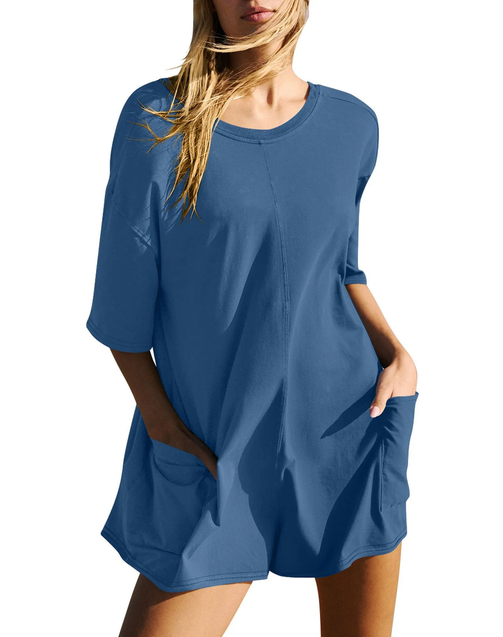 Rompers for Women Casual Short Sleeve Oversized with Deep Pockets