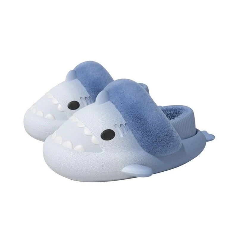 2022 Hot Cartoon Shark Cotton Slippers Adults Kids Warm Winter Cute Shoes Parents Children Waterproof Indoor Outdoor Plush Soft