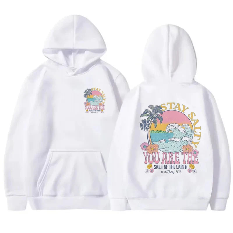 Ocean Coconut Tree Printed Women'S Hoodie Fashion Design Loose Casual Versatile Women'S Clothing Autumn/Winter Fleece Hoodie