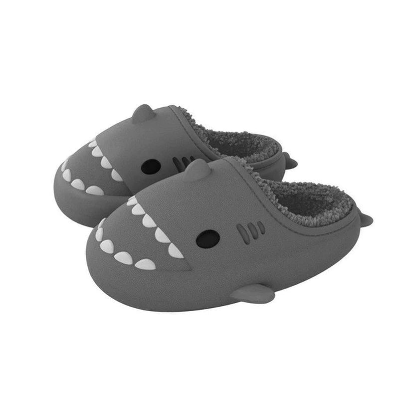 2022 Hot Cartoon Shark Cotton Slippers Adults Kids Warm Winter Cute Shoes Parents Children Waterproof Indoor Outdoor Plush Soft