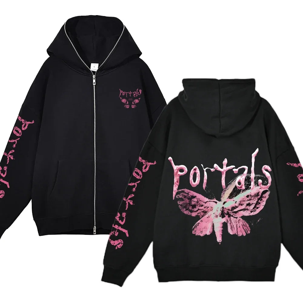 Melanie Martinez Hoodies Rapper Streetwear Jackets Casual Loose Zipper Sweatshirts Long Sleeve Full Zipup Hoodie Y2K Women Hoody