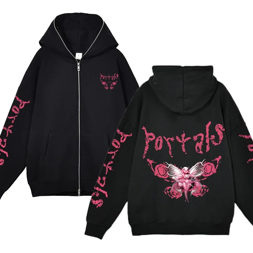 Melanie Martinez Hoodies Rapper Streetwear Jackets Casual Loose Zipper Sweatshirts Long Sleeve Full Zipup Hoodie Y2K Women Hoody