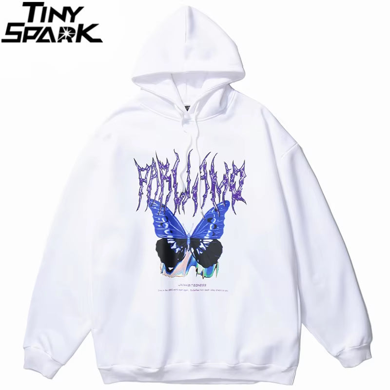 Men Hip Hop Hoodie Sweatshirt Butterfly Streetwear Harajuku Hoodie Pullover Oversized 2025 Autumn Cotton Hoodie Hiphop Loose