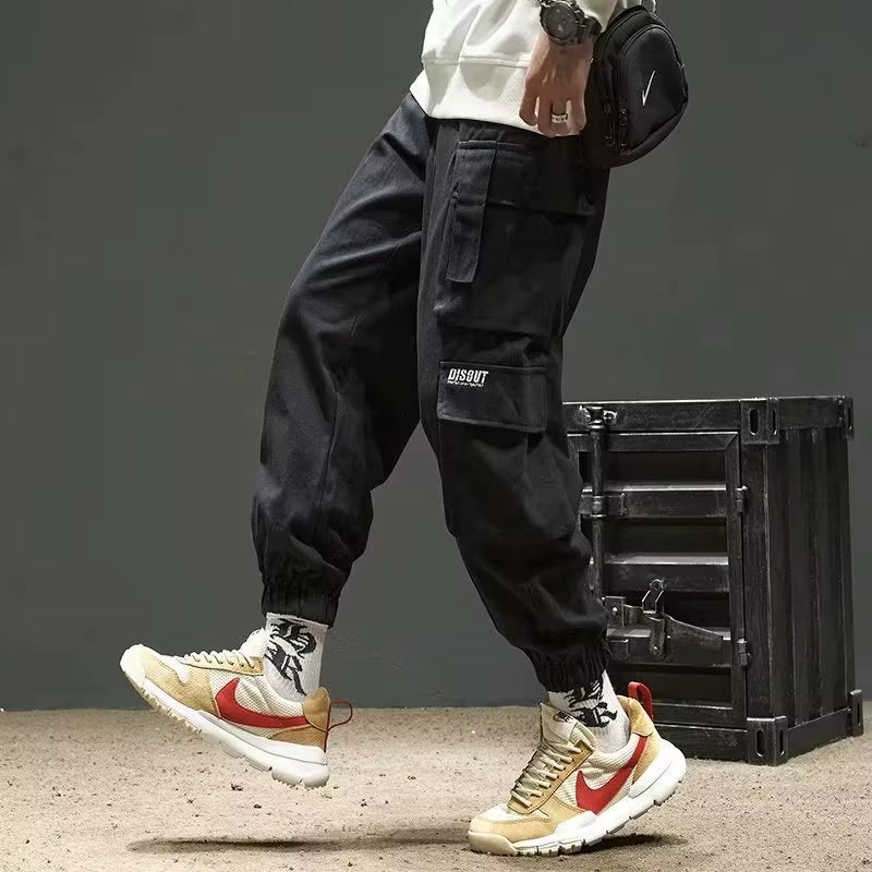 Loose Fit Multi Pocket Joggers for Spring Summer, Men'S Street Style Waist Drawstring Casual Pants Cargo Pants for Fitness Outdo