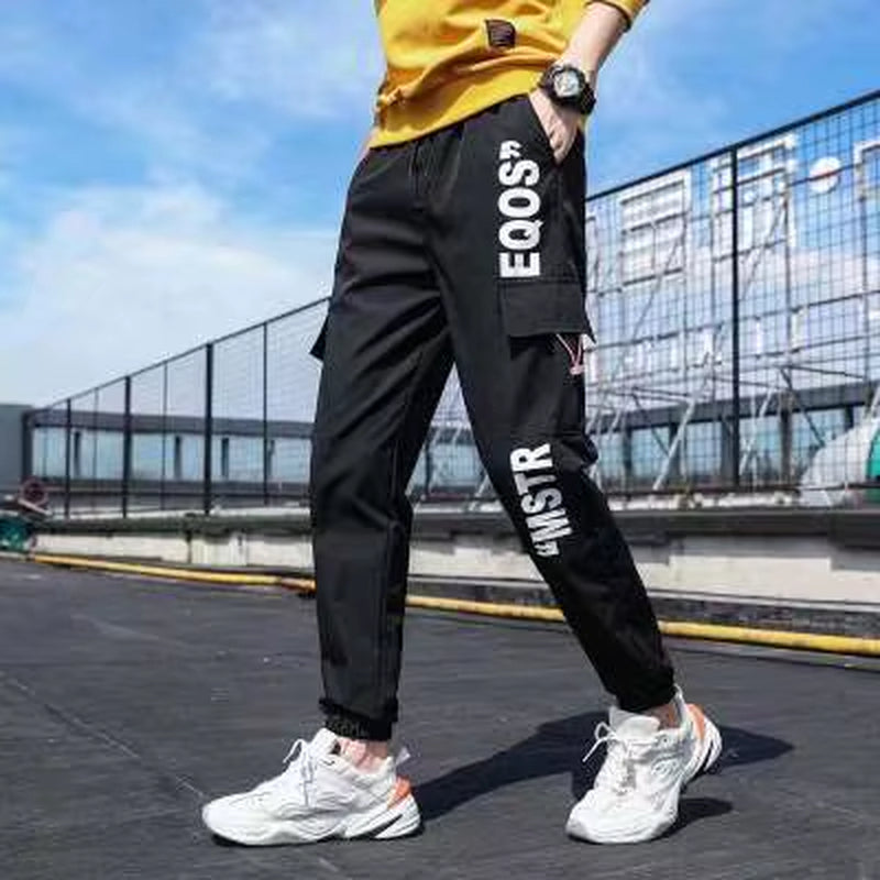 Loose Fit Multi Pocket Joggers for Spring Summer, Men'S Street Style Waist Drawstring Casual Pants Cargo Pants for Fitness Outdo