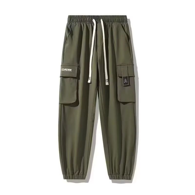Loose Fit Multi Pocket Joggers for Spring Summer, Men'S Street Style Waist Drawstring Casual Pants Cargo Pants for Fitness Outdo
